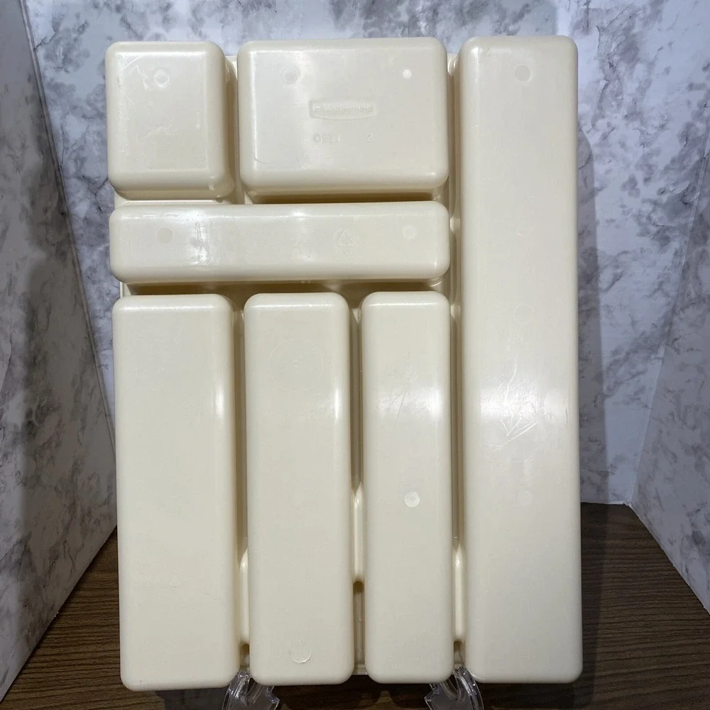 VTG Rubbermaid Drawer Organizers Utensil Silverware Tray Almond 0521 Cutlery